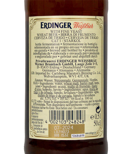 Etiqueta de Erdinger Weissbier